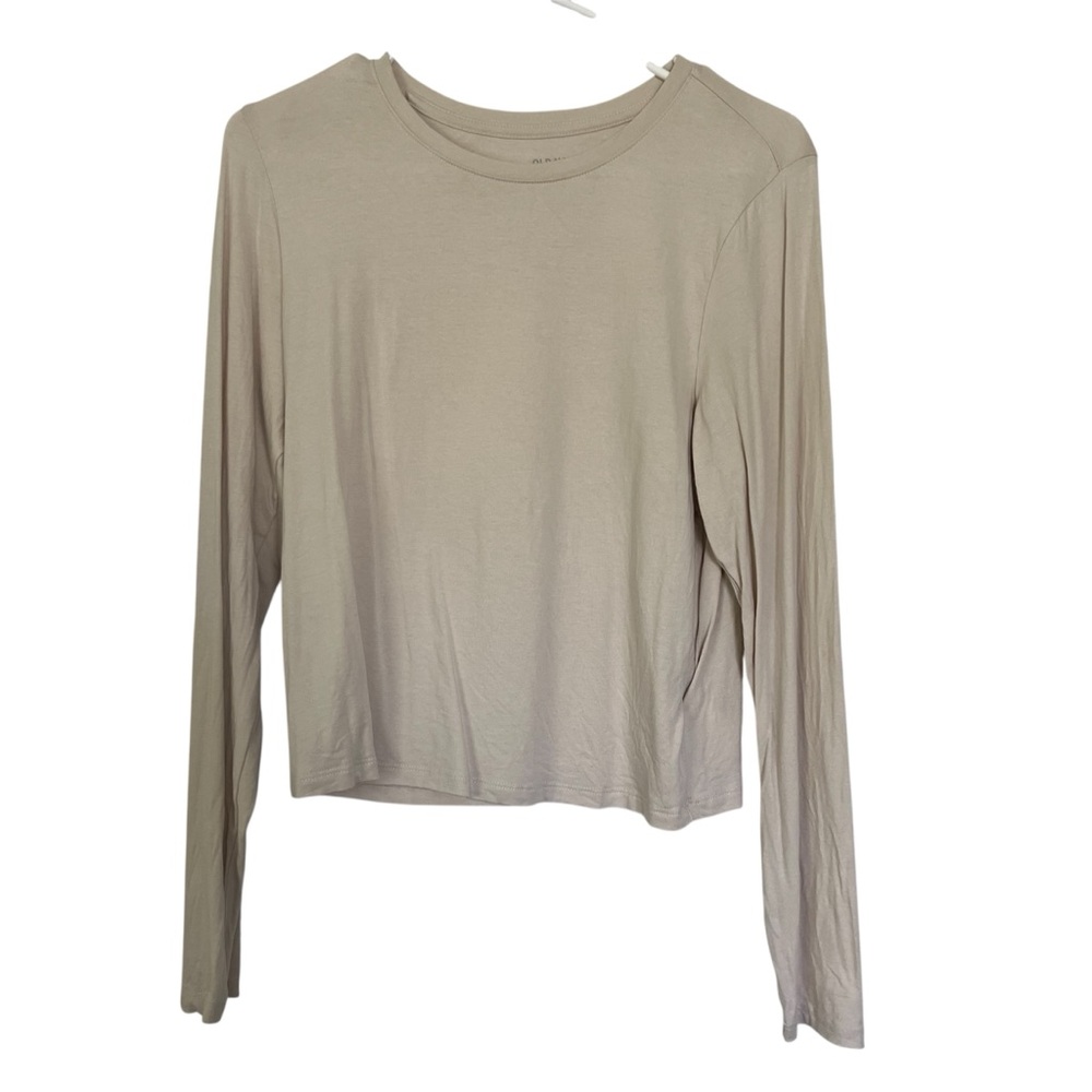 Old Navy Beige Tan Soft Knit Long Sleeve Crew Neck Layering Tee Size Large